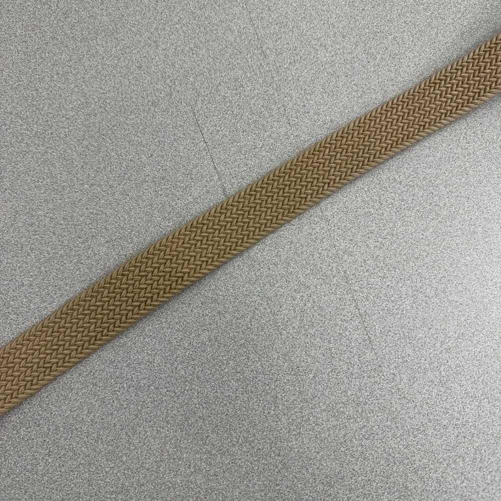 Tommy Bahama Elastic Belt Mens S/M Tan Silver Buckle Brown Leather Stretch 1.25